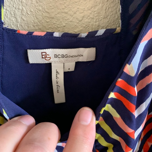BCBGeneration Midnight Blue Multi Zebra Stripe Short Sleeve Mini Dress 🌴 - Picture 7 of 8